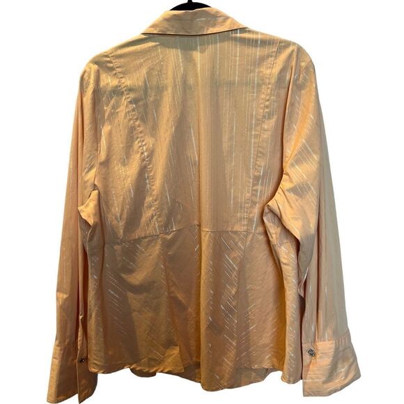 Lane Bryant Women's Button blouse long sleeve Size 18/20 Pastel Orange - Picture 2 of 11